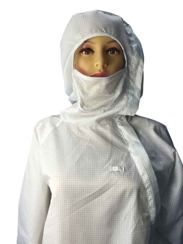 Biotech / Pharmaceutical ESD Safe Materials Cleanroom ESD Suit With Hood And Facemask 1