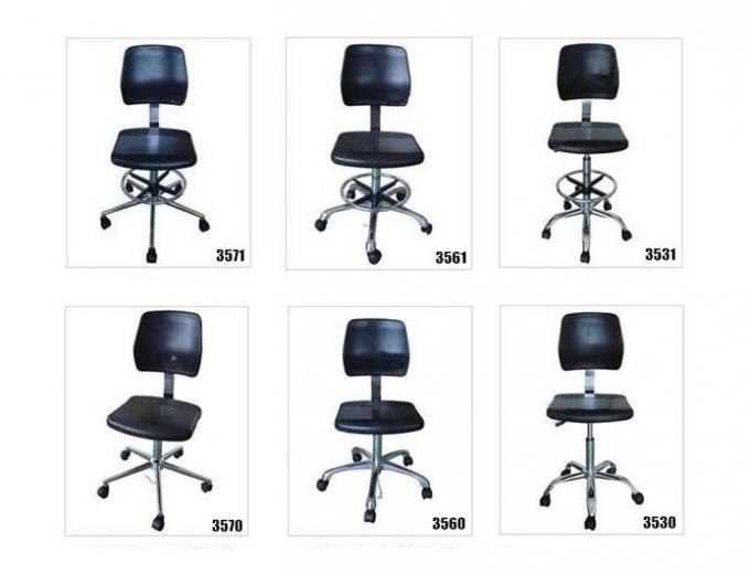 Static Dissipative ESD Safe Chairs PU Work Stool Foot Ring And Arm Rest Black Color 0