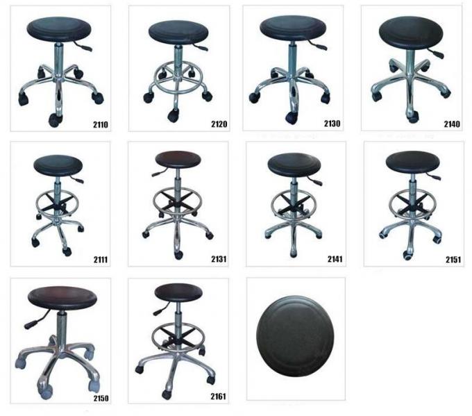 Polyurethane Round ESD Safe Chairs w/Anti Slip Ring Pattern Color Black 0