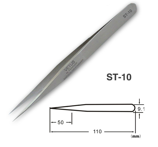 Metal Color Non ESD Safe Tools VETUS Precision Stainless Steel Tweezer 0