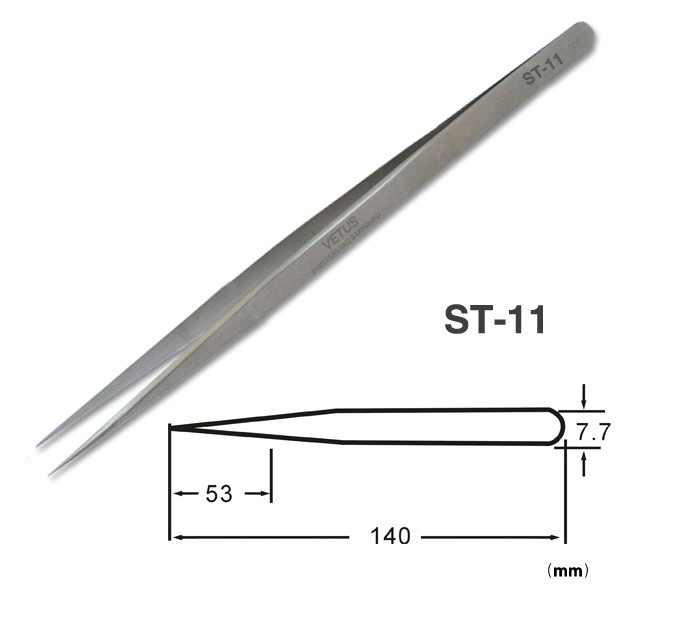 Metal Color Non ESD Safe Tools VETUS Precision Stainless Steel Tweezer 1