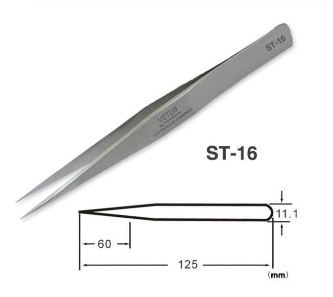 Metal Color Non ESD Safe Tools VETUS Precision Stainless Steel Tweezer 6