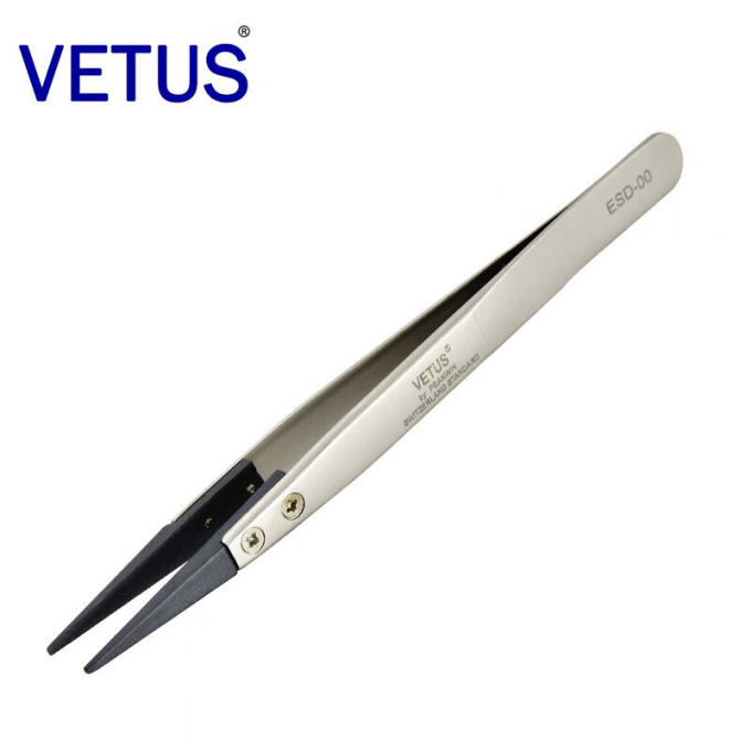 No Rust ESD Safe Tools AISI302 High Precision Tweezers Tip Replaceable 14