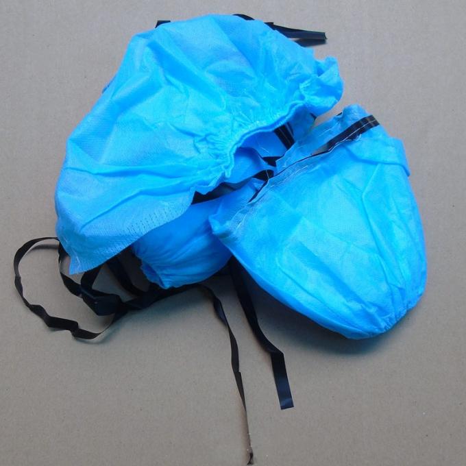 Blue PP Non Woven Disposable ESD Shoe Cover Conductive Knitted Ribbon 0