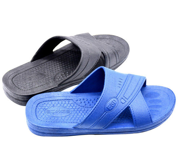 Blue Black White ESD Safe Materials SPU ESD Slipper Cross Type Symbol Embossed 2