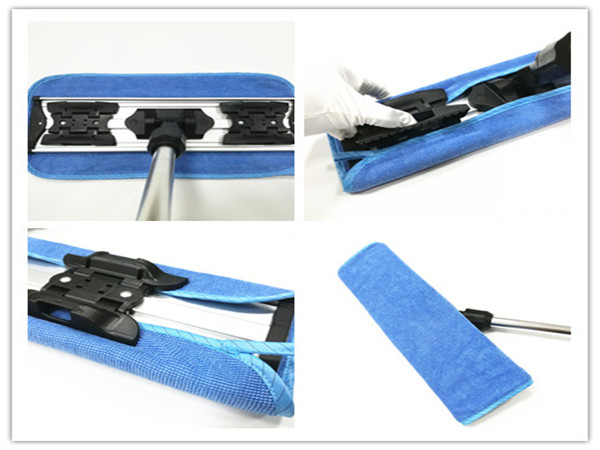 100% Microfiber Cloth Head Cleanroom Mops Semi Open Back Style 210gsm 0