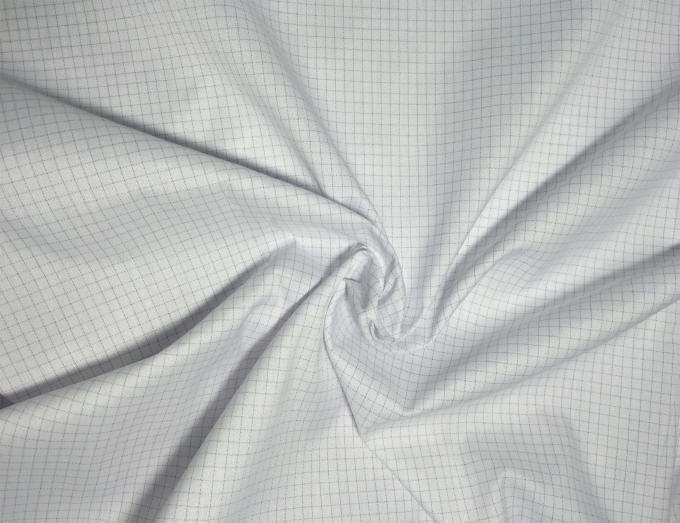 Breathable Static Dissipative Fabric ESD Plain Grid White Light Blue Stock 2