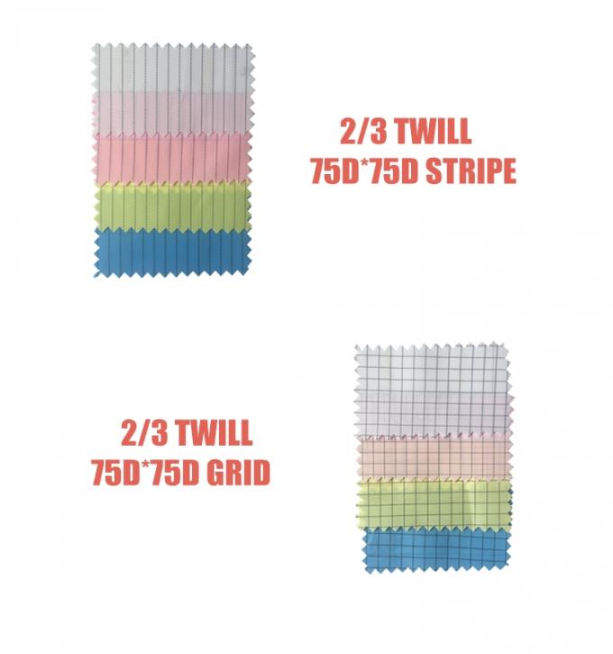 5mm Stripe Polyester ESD Fabric Antistatic 2 / 3 Twill 75D X 75D 0