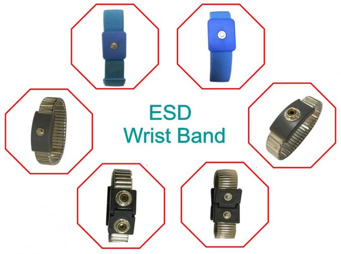 ISO / SGS Elastic Anti Static Wrist Band Esd Wristband Adjustable 4MM Snap 0