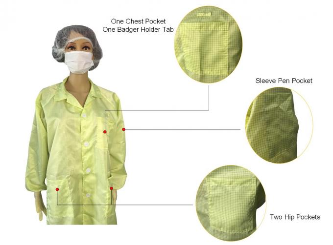 Economic ESD Safe Clothing Anti Static Lab Coat Lightweight For ESD Protected Areas 0