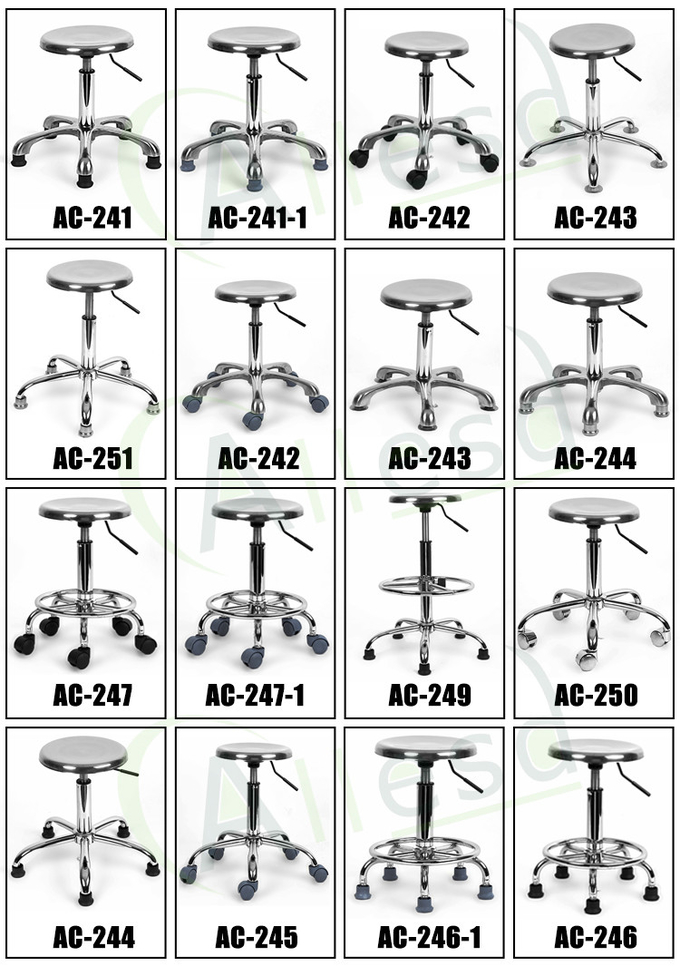 Stainless Steel Metal Round ESD Safe Chairs Anti Static For Lab 1