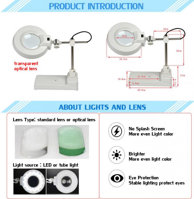 3x 5x 8x Magnifier Desktop Magnifying LED Lamp ESD Safe Tools 0