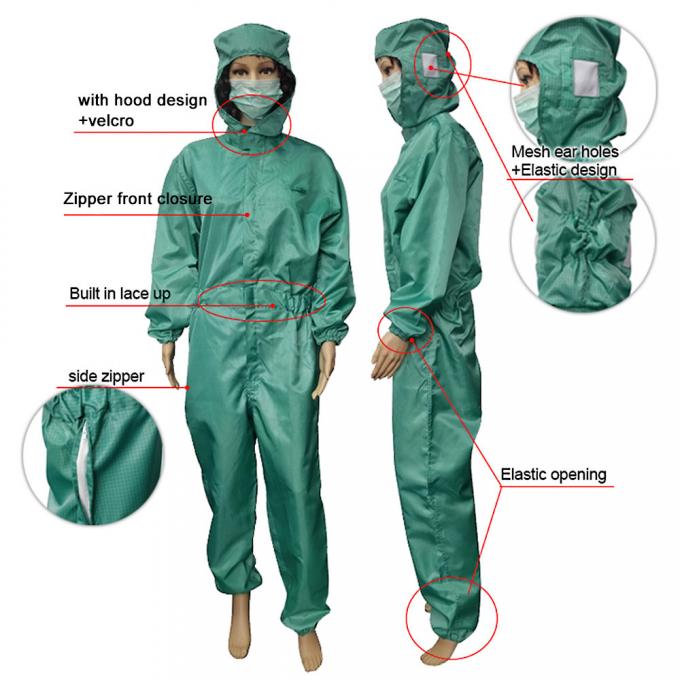 5mm Gird Washable ESD Anti-Static Bunny Suit For Cleanroom Workwear 0