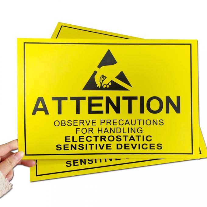 Attention Static Control Area ESD Sign Size 20x30cm Yellow Rectangle For EPA 0