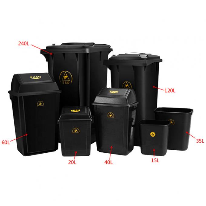 Black Plastic Antistatic Electrostatic Cleanroom Tool Box Trash Can / ESD Waste Bin 0