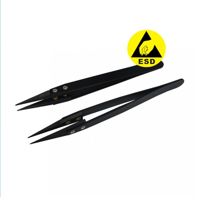 ESD Antistatic High Temperature Resistant Interchangeable Head Ceramic Tweezers With Stainless Steel Handle 0