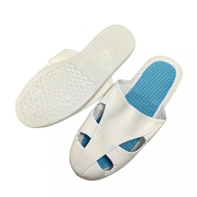 White ESD Antistatic Work Shoes 4 Holes PVC Sole+PU Upper Industrial Slipper 0