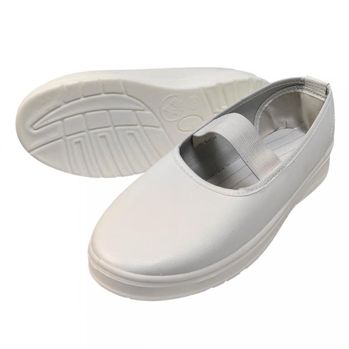 Women's Open Back Leather Upper Dustproof ESD Anti Static PU Flat Bottom Deep Mouth Elastic Shoes 0