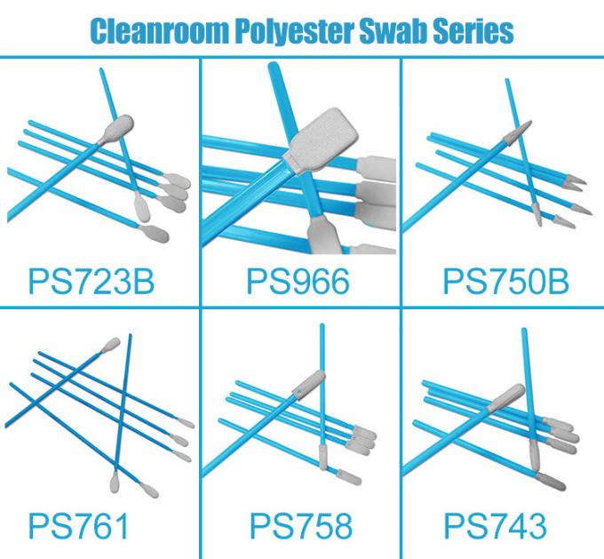 PS743 Cleaning Gap Clean Room Swabs Stick PP Handle Polyester Tip Industrial Cleanroom Swabs 0