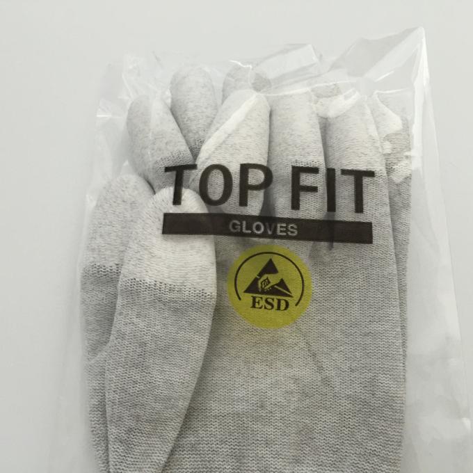 ESD PU Top Coated Anti Static Gloves Polyester Liner With Carbon Filament Knitted 6
