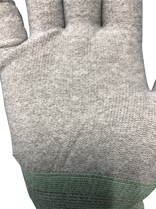 ESD PU Top Coated Anti Static Gloves Polyester Liner With Carbon Filament Knitted 5