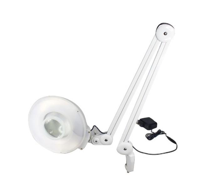 LED Illuminated Magnifying Lamp Spring Internal Clamp Base 5 Inch Lens With Lids 1