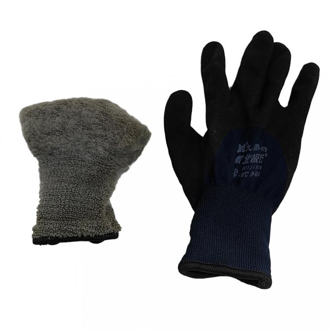 Black Blue Winter Outdoor Sports Working Latex Impregnated With Foam Cashmere Warm Glove 0