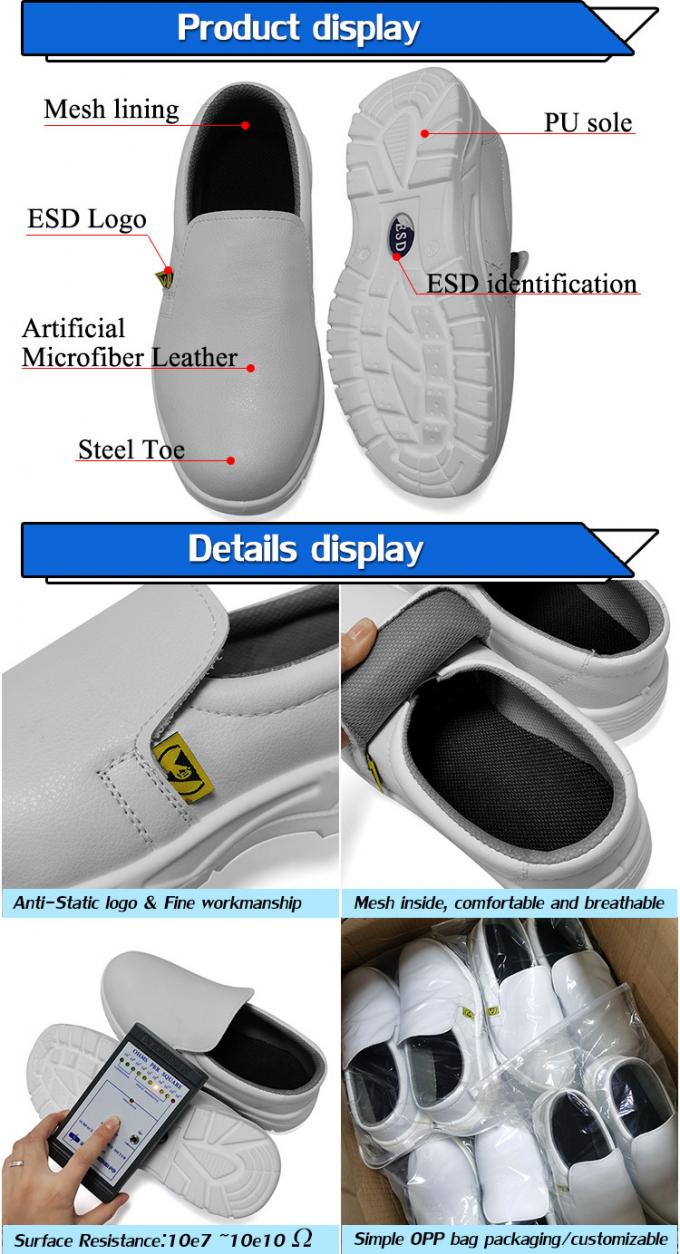 Cleanroom ESD Antistatic White Steel Toe Breathable Safety Shoe ESD Anti-Static Shoes 0