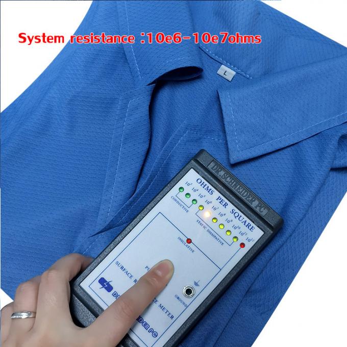 Antistatic 96% Polyester 4% Carbon 3mm Diamond Fabric ESD Smocks Coats 5