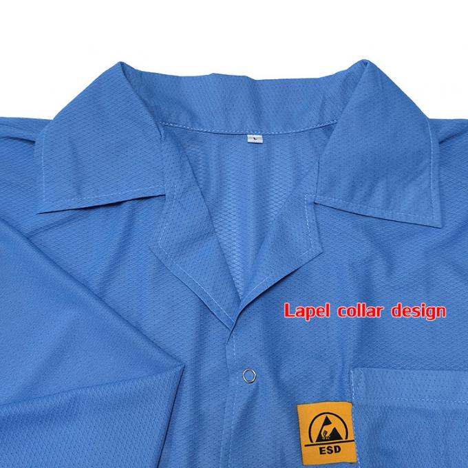 Antistatic 96% Polyester 4% Carbon 3mm Diamond Fabric ESD Smocks Coats 0