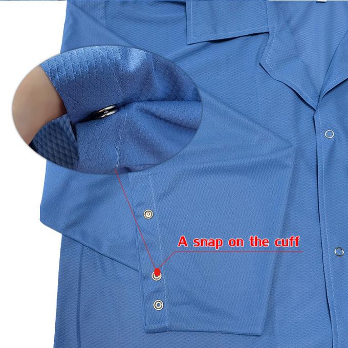 Antistatic 96% Polyester 4% Carbon 3mm Diamond Fabric ESD Smocks Coats 2