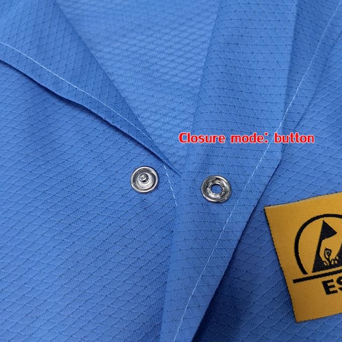 Antistatic 96% Polyester 4% Carbon 3mm Diamond Fabric ESD Smocks Coats 4