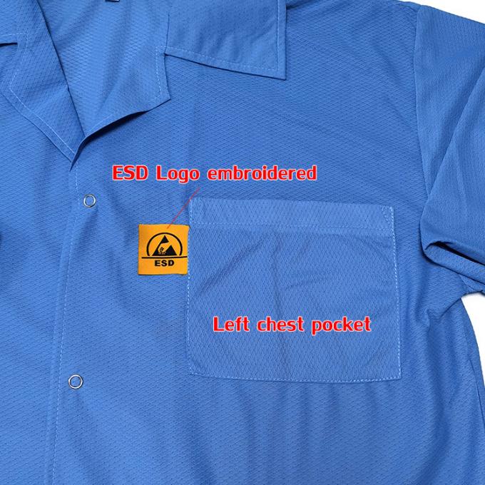 Antistatic 96% Polyester 4% Carbon 3mm Diamond Fabric ESD Smocks Coats 1