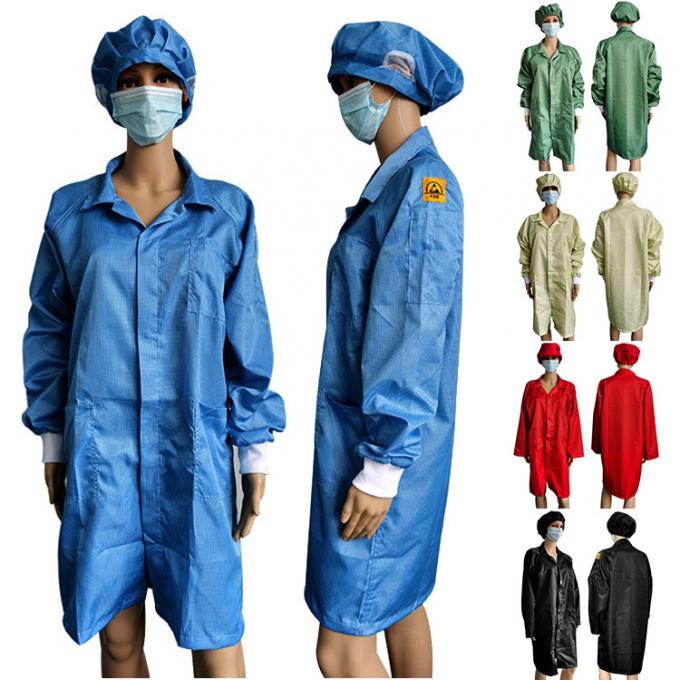 Cleanroom Lab 2.5mm Grid Green ESD Anti Static Smocks with Same Color Cap 0