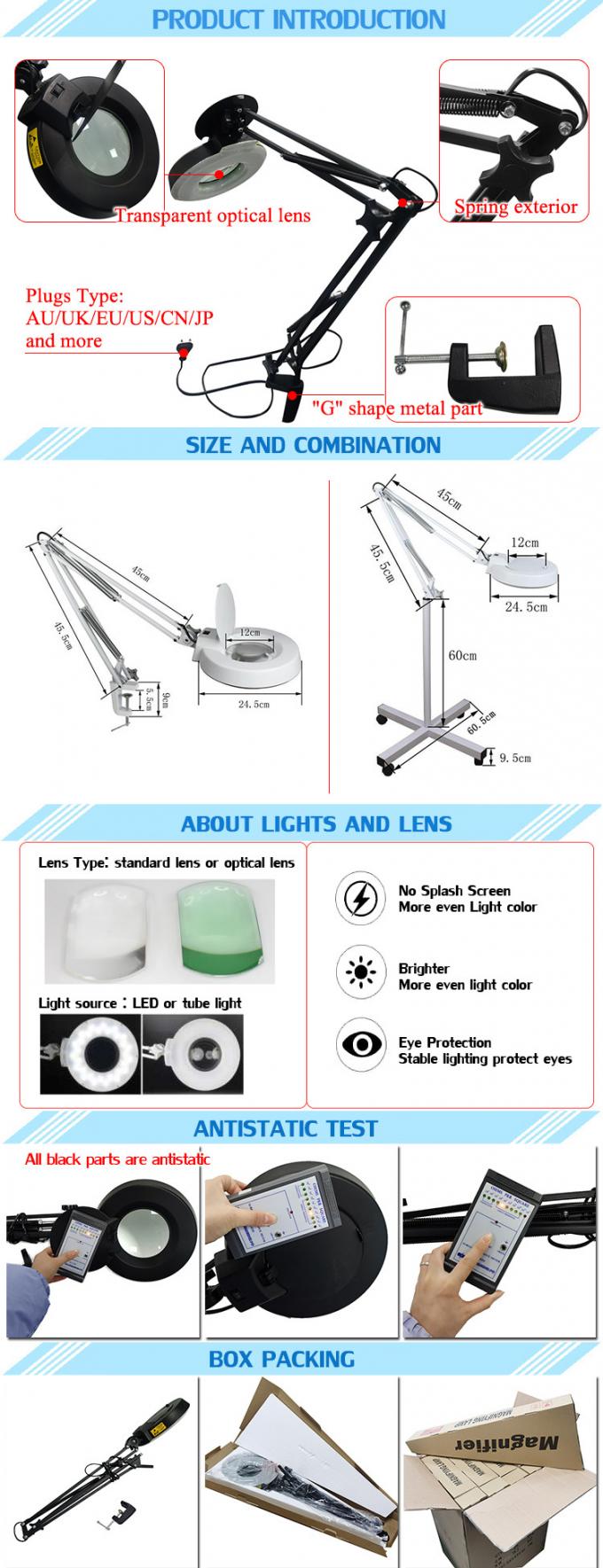 ESD Antistatic LED Magnifier Magnifying Lamp For Electronic Industry 0