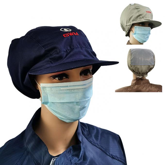 Cleanroom Electronic Working Blue ESD Hat Antistatic TC Polyester Cotton 0