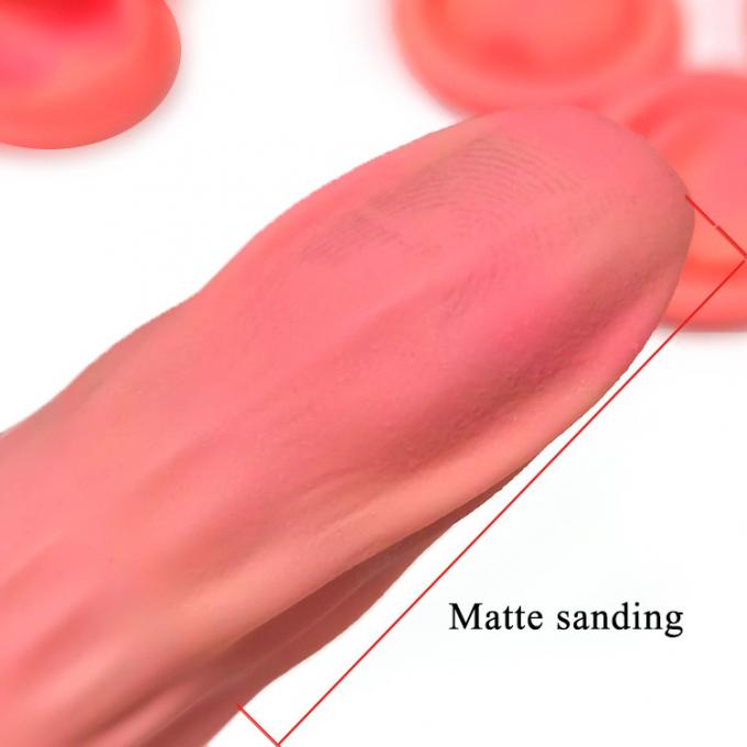 Pink Chlorination Latex Disposable Finger Cots Textured Matte Non Slip 1