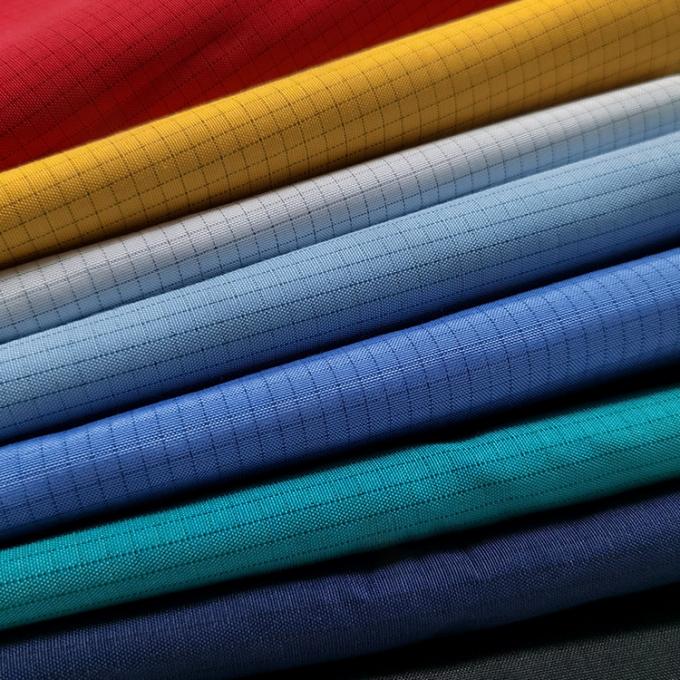 White Polyester Cotton TC Fabric 4mm Grid Anti Static 0