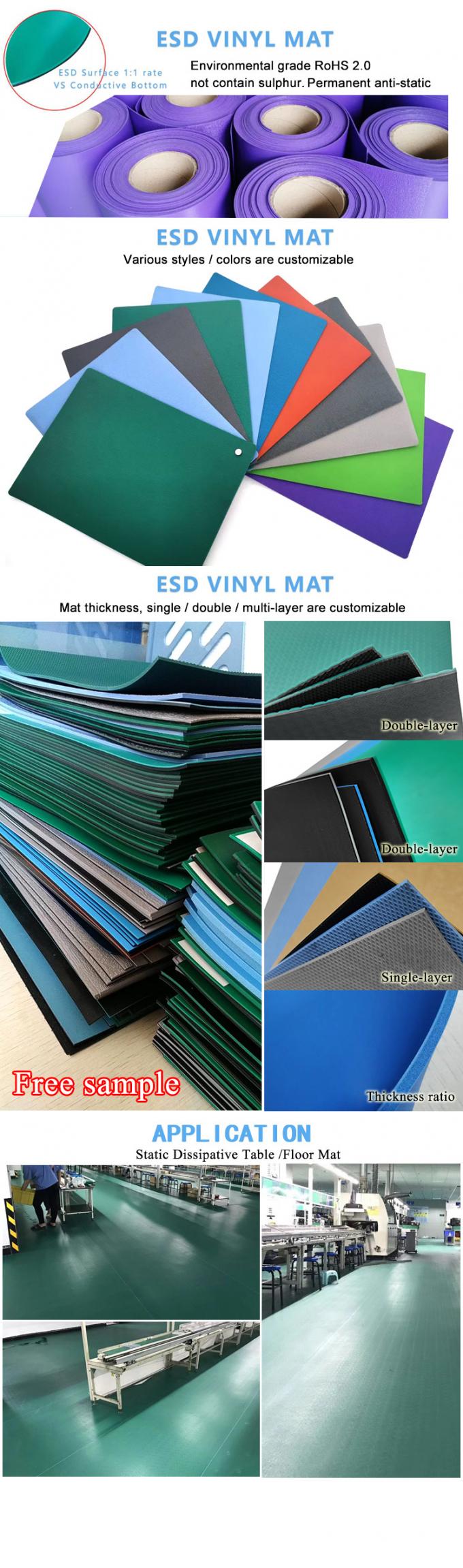 Custom Size Flame Retardant Anti Static Mat ESD PVC Table Mat For Cleanroom 1
