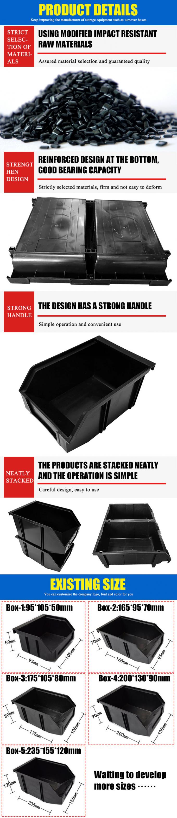 High Conductive ESD Plastic Bins For Small Parts Storage 95x165x70mm 0