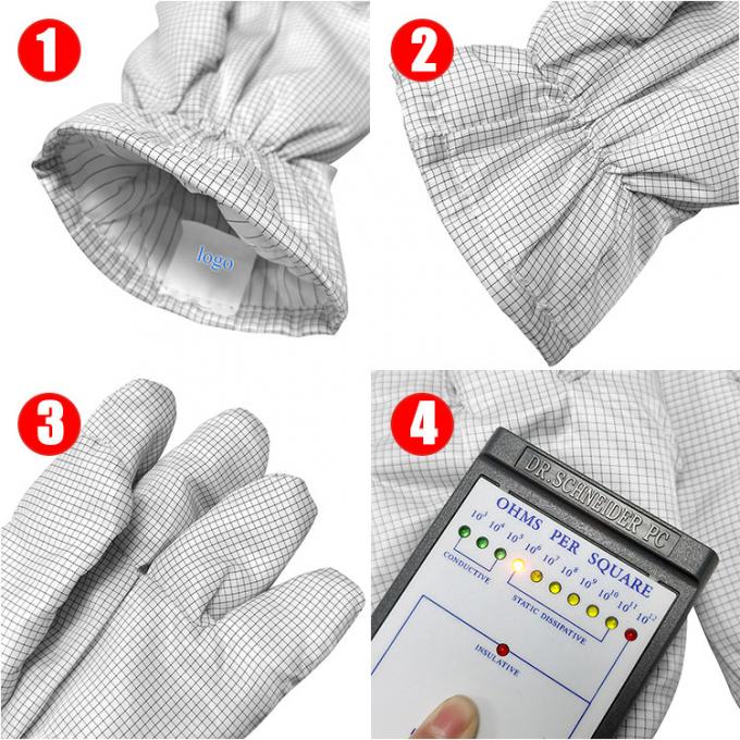 White Thickening ESD Anti Static Heat Resistant Gloves 5mm Grid Style 1