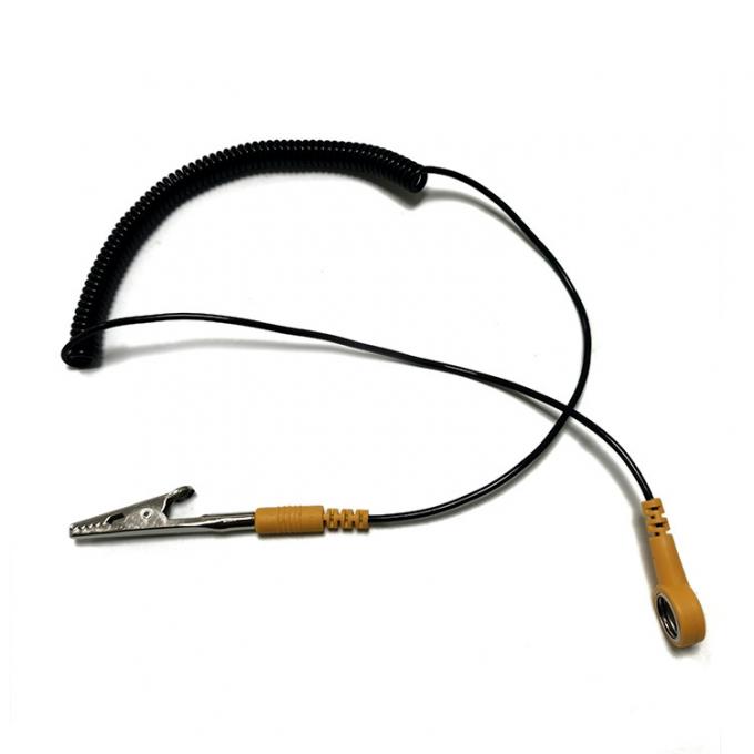 Black Yellow 1.8m Esd Grounding Cable For Cleanroom Antistatic 1