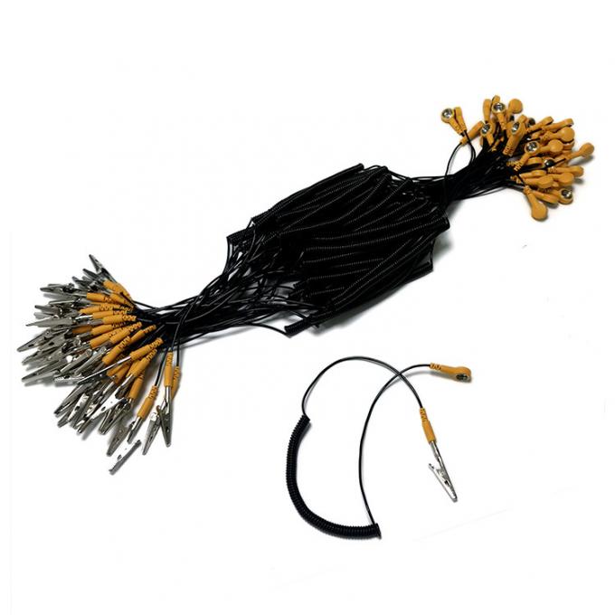 Black Yellow 1.8m Esd Grounding Cable For Cleanroom Antistatic 0