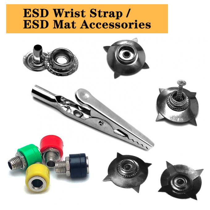 Steel ESD Anti Static Wrist Strap Rubber Mat Buckle 2pc/Set 0
