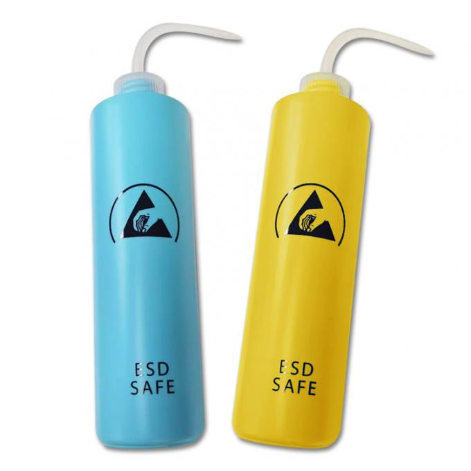 Yellow Print HDPE Plastic ESD Antistatic Safe Dispensing Bottle Industrial Use 0