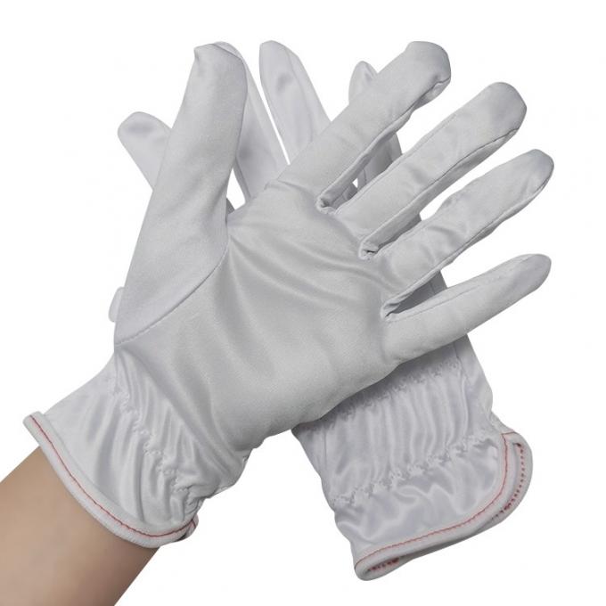 White Hand Sweat Absorption Working Cleanroom Polyester Gloves Customized 0