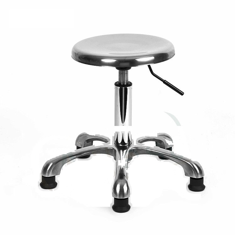 ESDpro round ESD-safe stool with stainless-steel seat and base – view 1
